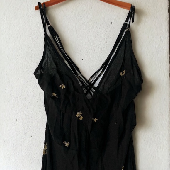 Free People Get To You Floral Printed Maxi Dress in Black Combo Size Small - Picture 9 of 16